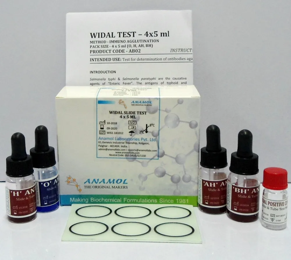 ISO Certified Widal Slide AH BH Antigen Slide And Tube Test KIt