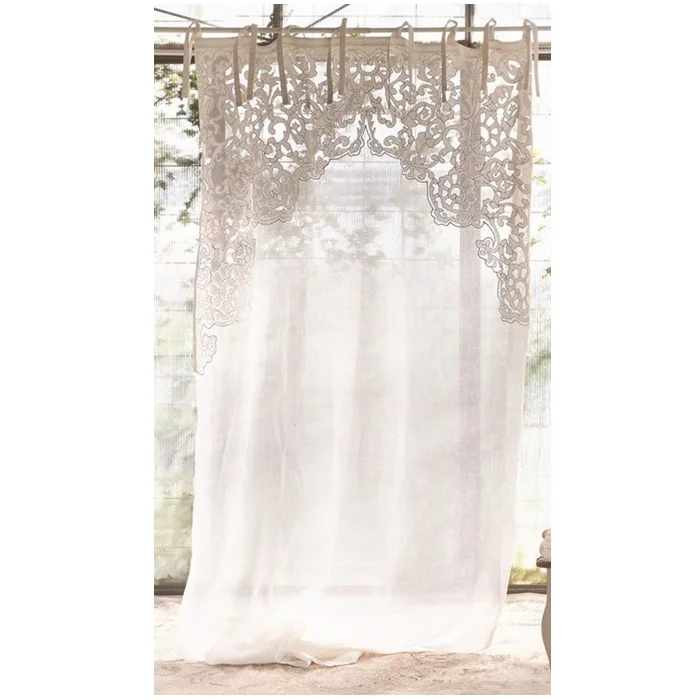 Embroidery Design Window Door Curtain The Best Quality White Linen Fabric Curtain For Home Hotel Resort Quang Thanh Embroidery