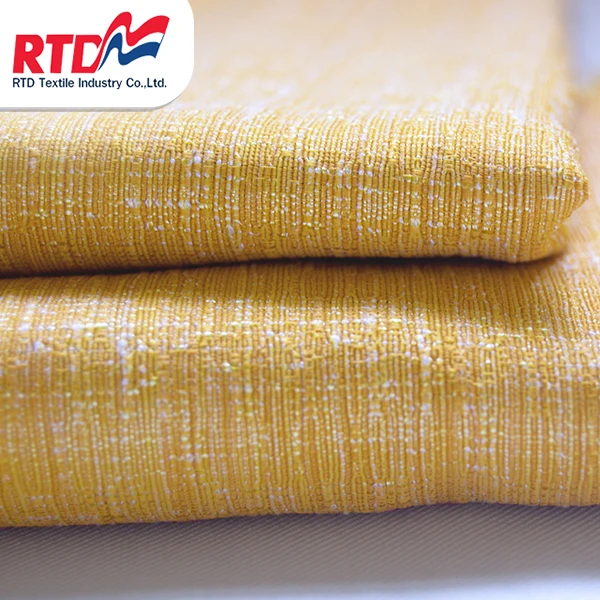 RTD Japanese silk Mix Silver Yarn 100% Polyester Fabric For Women - Golden yellow WP 1184