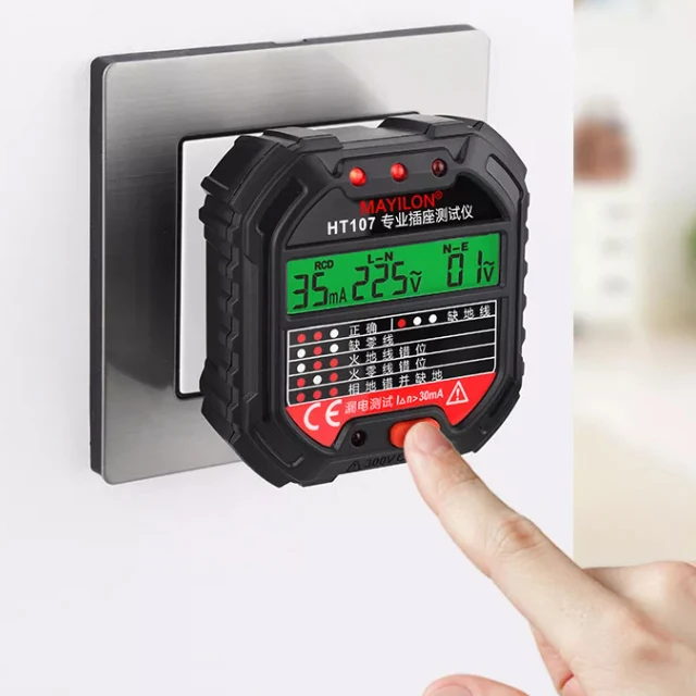 Mayilon HT107D ЕС штекер типа RCD розетка Тестер 90V ~ 250V прибор для измерения напряжения питания герметичность переключатель защиты