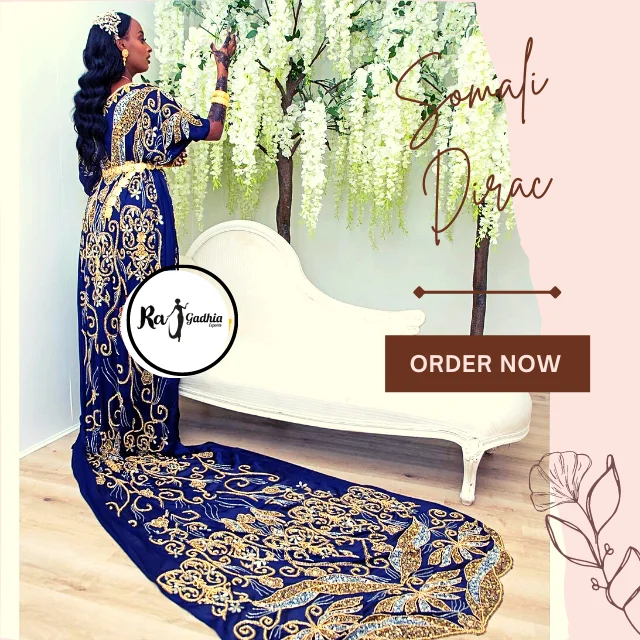 Bridal Women Somali Dirac Dress for Clothing Silk Fabric Luxury Somali Sets for Wedding