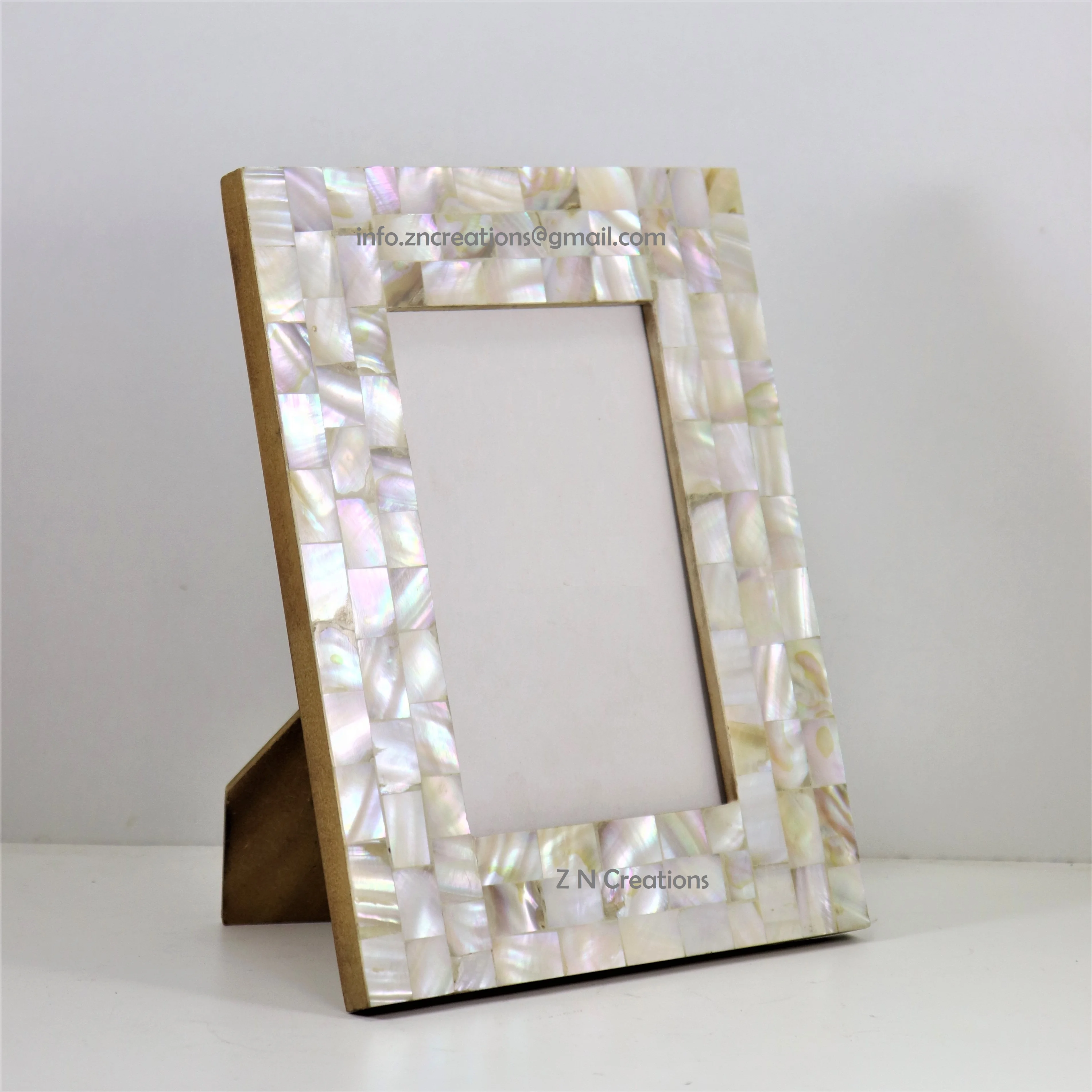 Handmade Mother of Pearl Photo Frame MOP Photo Frames with MFD Wood board support High Quality Handcrafted Canvas Picture Frame