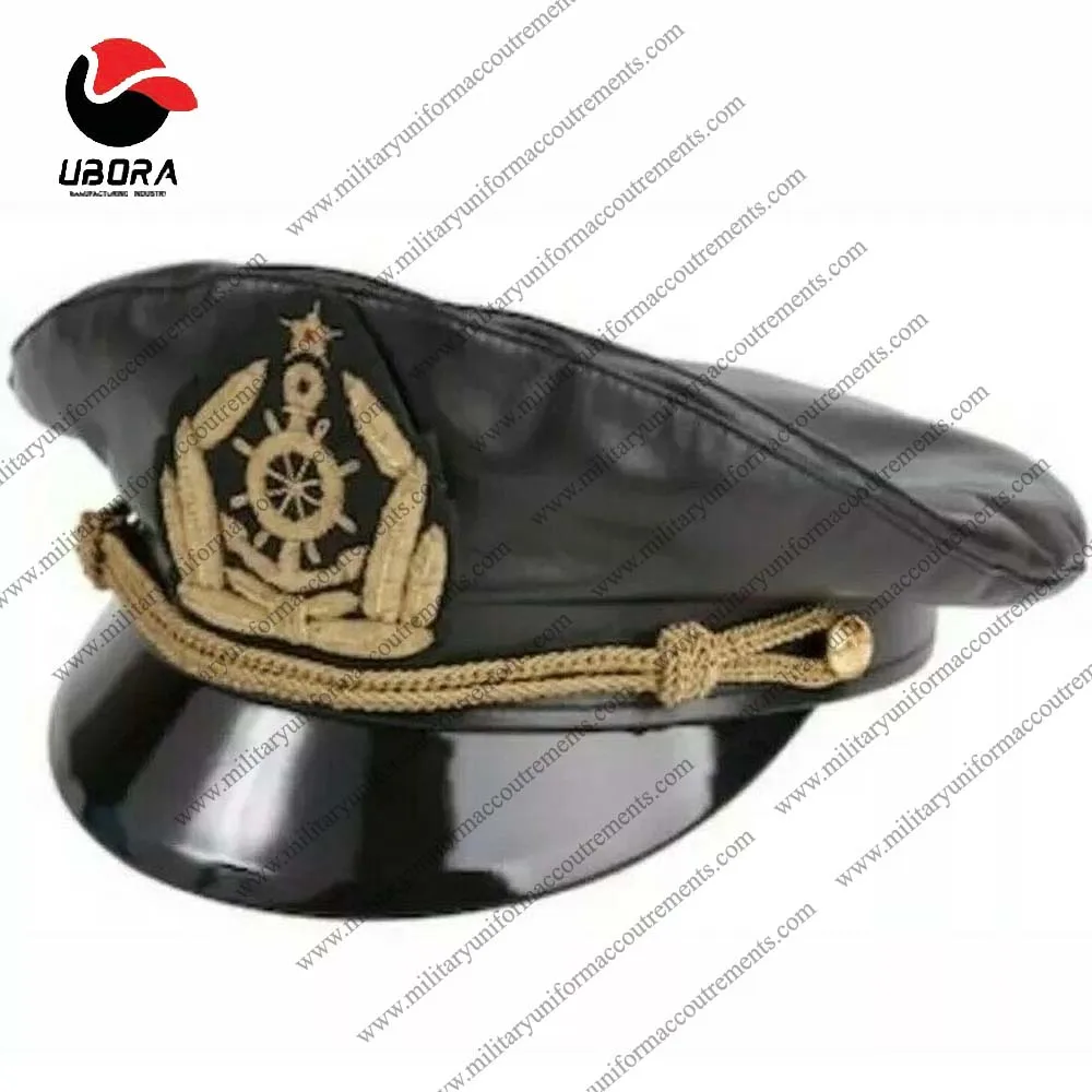 Копия элегантных классических кораблей, яхт, командир, настоящая кожа, темно-синий капитан, Матросская Кепка