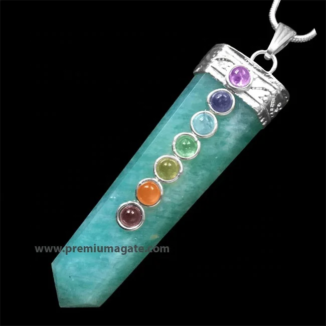 
Amazonite Flat Stick Seven Chakra Pendants : Wholesale Gemstone Chakra Healing Pendants 