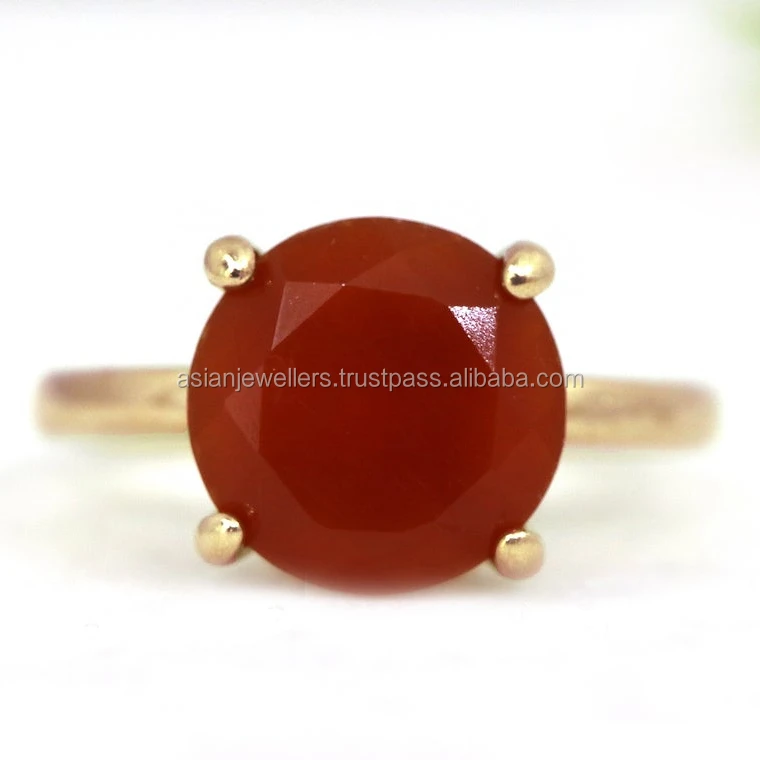 925 Sterling Silver Carnelian Gemstone Ring Handmade Gold Plated Vermeil Beautiful Indian Jewelry