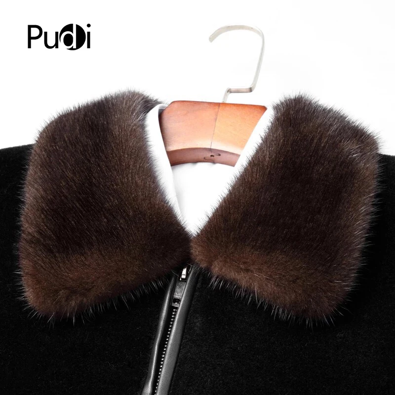 2020 Men new fashion 100% wool fur coat jackets solid mink fur collar fall winter casual outwear MT845