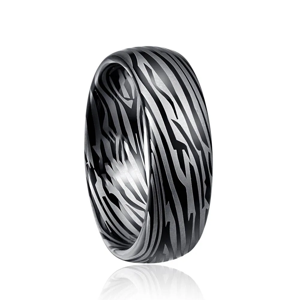 size 7-12 Width 8mm Dome Damascus Tungsten carbide Ring gift for women men jewelry T095R