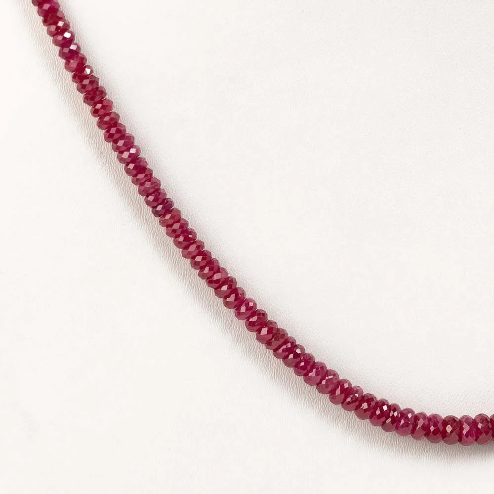 
natural burmese ruby faceted rondelle beaded necklace jewelry 