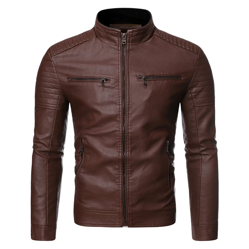 Mens Leather Jacket for Motorcycle and Casual Wear Men Jacket Leather Shell for Winter Custom Packing Slim Woven