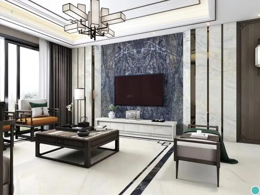 Royal Luxury Blue Marble Onyx Stone Dream Sapphire Blue Price Slabs for Background Wall