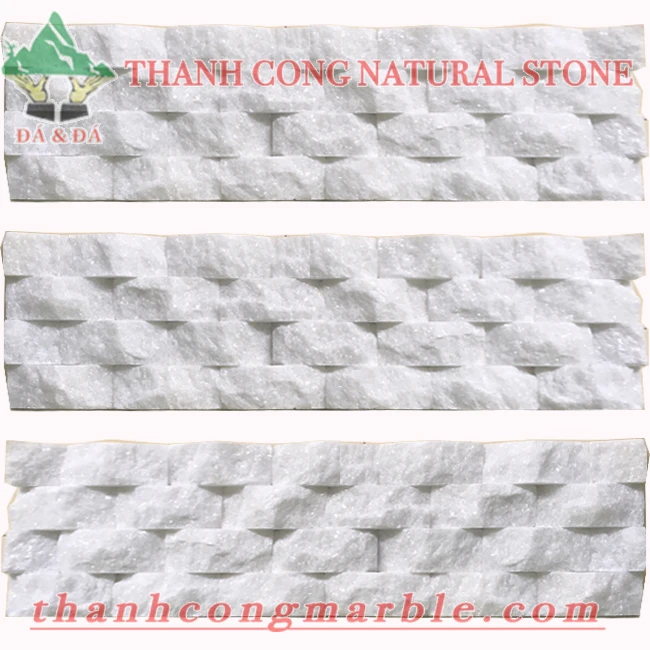 Made In Viet Nam Wholesale 100% Natural Material Milky White Chiseled Comb Tiles