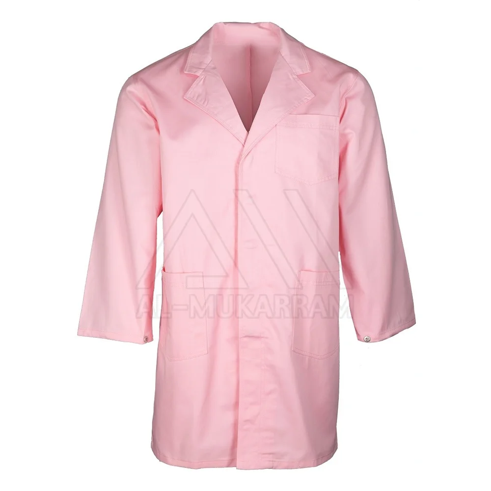 
Customized Pink Hospital Lab Coat For Women Long Sleeve Large Size 