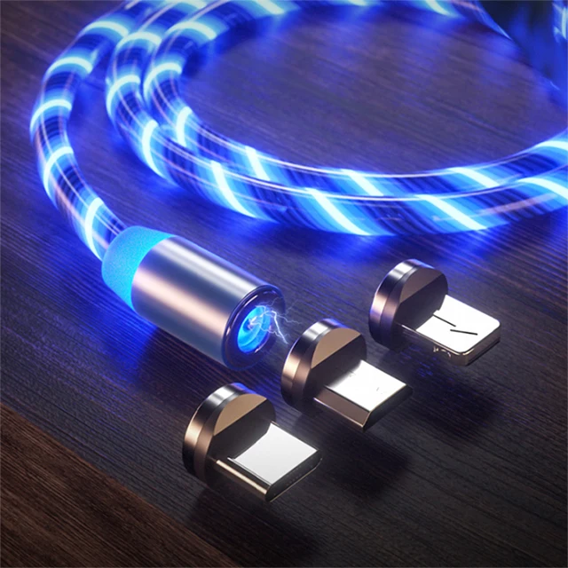 
Free Shipping Settpower UC002 Led Flowing Light Usb 3 in 1 Fast Micro Type C Magnet Charger Magnetic Charging Cable 