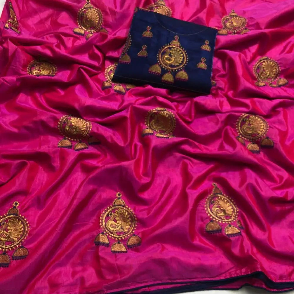Beautiful Sana silk saree with embroidered work
