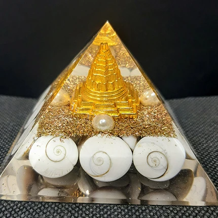 High Quality Gomti chakra Orgone Pyramid With Shreeyantra Orgone Pyramid for Healing Energy  Manufacturer of orgone Items