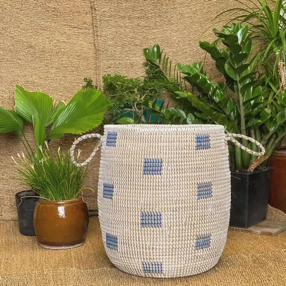 Woven Basket Sustainable Wholesales Seagrass Basket  BELLY BASKET WITH LID Home decor Handicraft in Vietnam