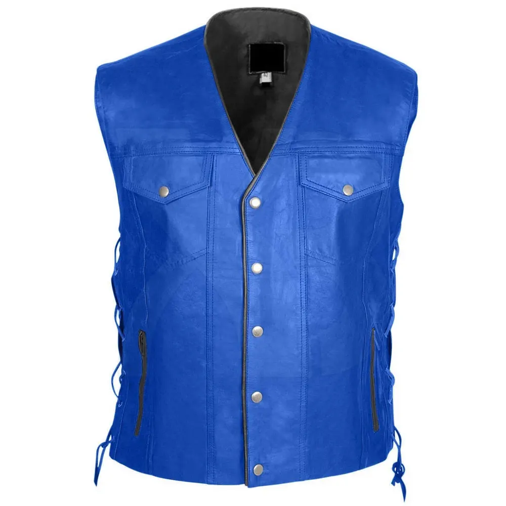 Лучший стильный классический дизайнерский жилет из овечьей кожи для мужчин, сделано в синем цвете