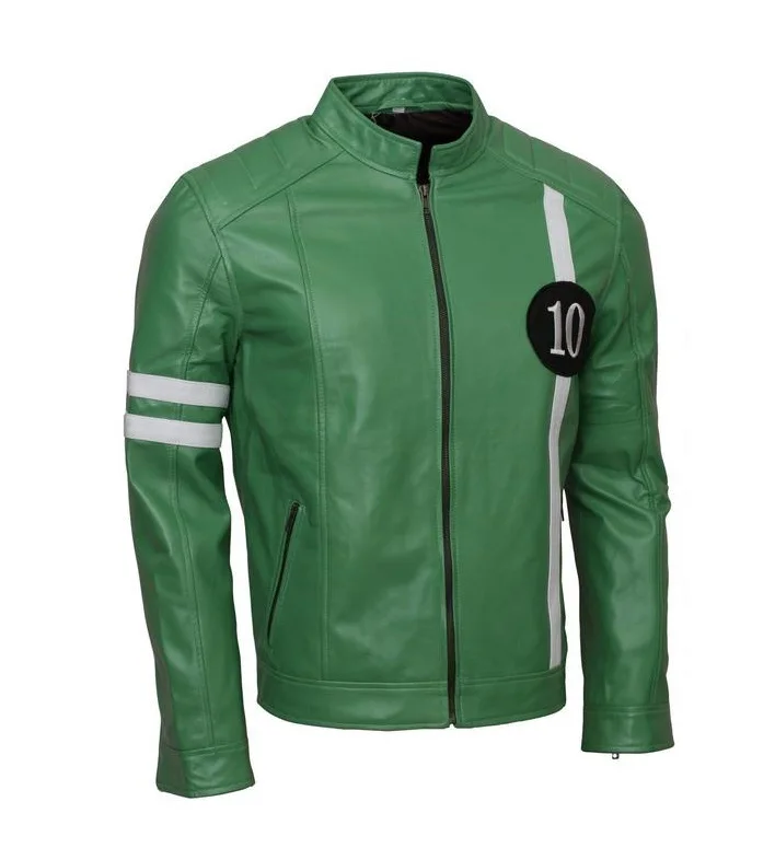 New Design Ben Ten Style Sheep Leather zip up Women Casual Fashion Jacket  in Green Colour