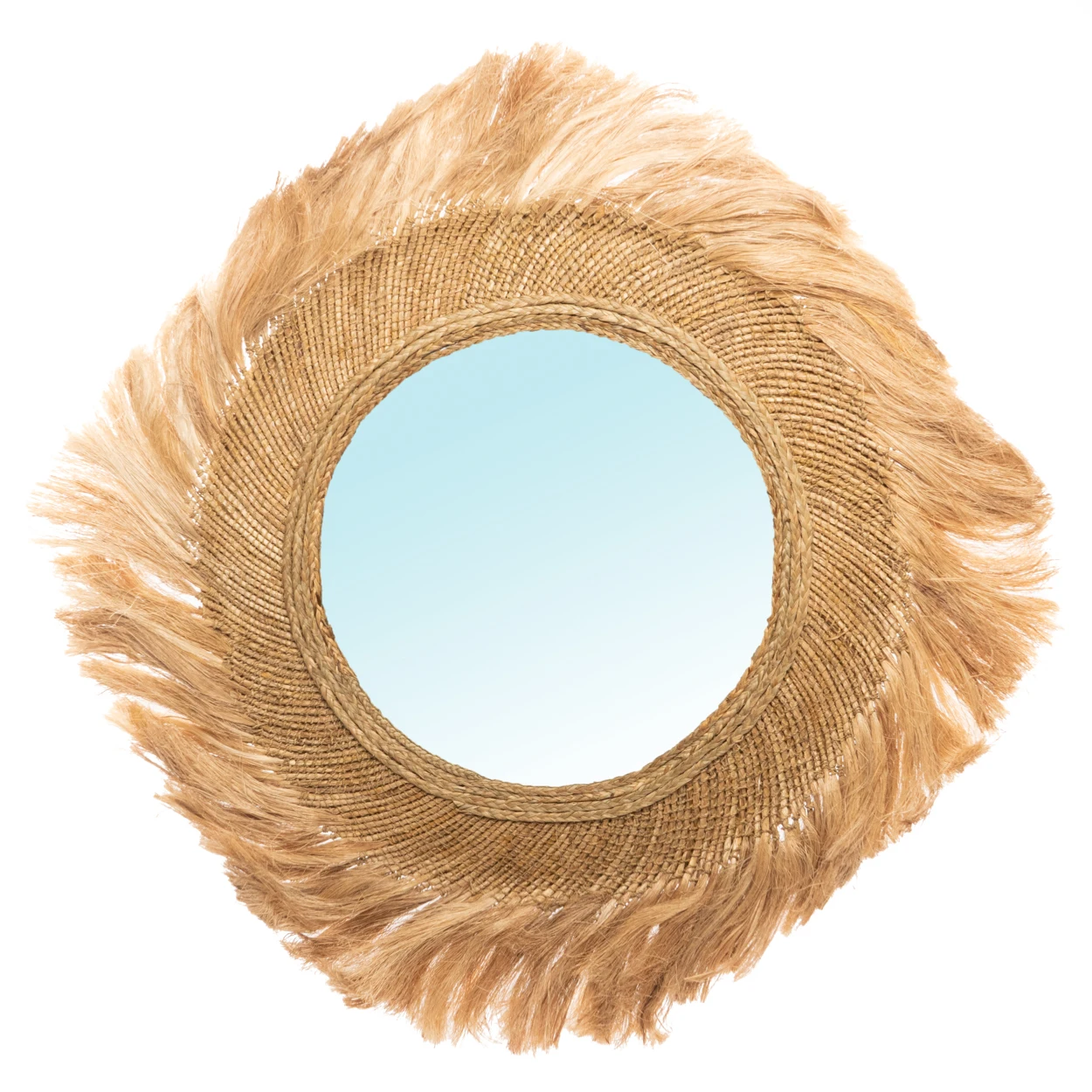 Vietnam Rattan Mirror Large Beauty Round Decorative Woven Wood Wicker Frame Rattan Wall Mirror