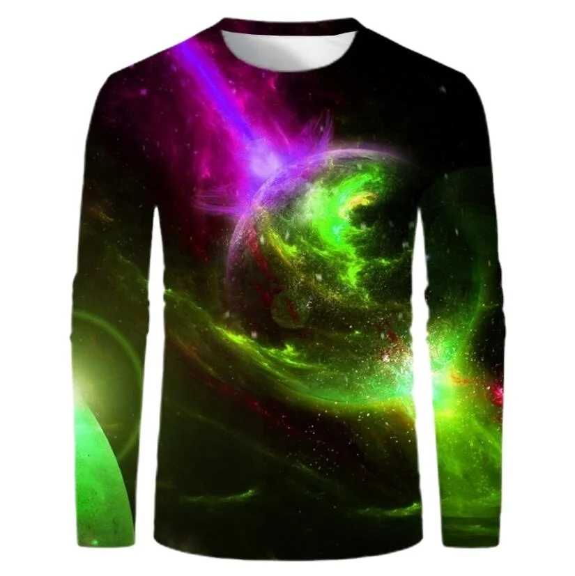 Latest design Men embossing logo design Premium cotton full Sleeve T-Shirt 4.2 Oz Soft Combed Ring-Spun tees custom