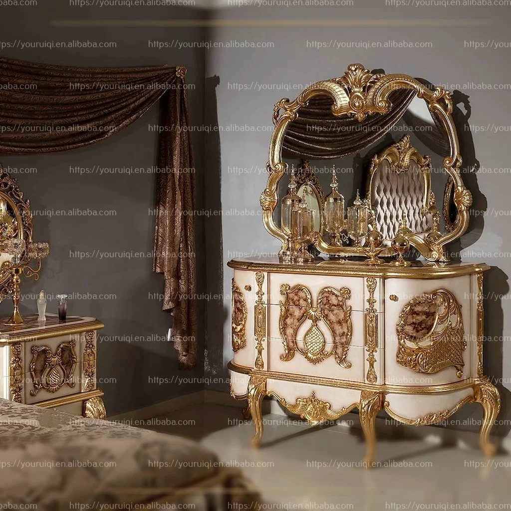 Высококачественная мебель ручной работы из цельной древесины королевская европейская для спальни Резная Кровать