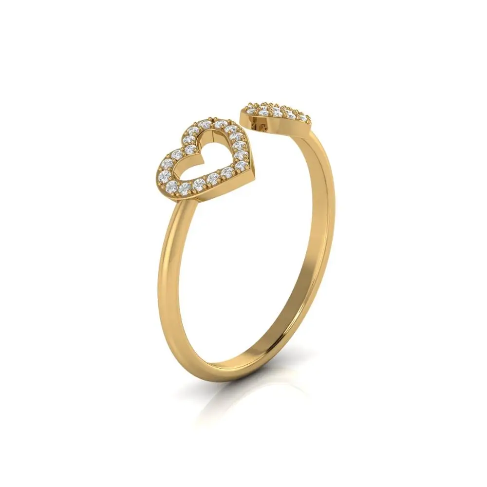 Heart shape Adjustable Diamond Ring For Women Solid 14kt White Yellow Rose Gold 1.54 gram