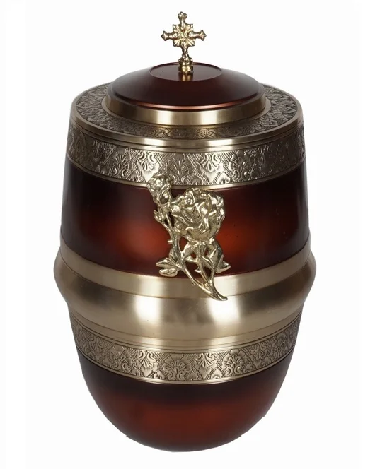 CATHOLIC CROSS METAL CREMATION URN