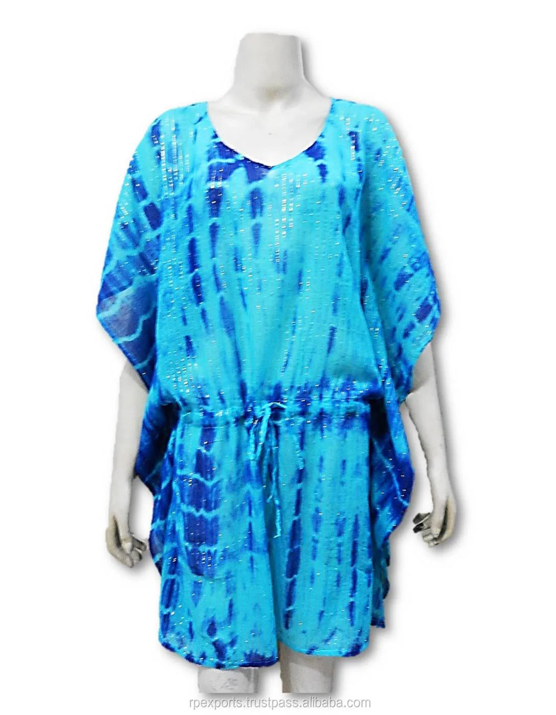 Woven Beach Swimsuit Cover up V-neck Dress Caftan Caftan Latest 2024 Tie Dye Cotton Dress for Women Swimwear Beachwear