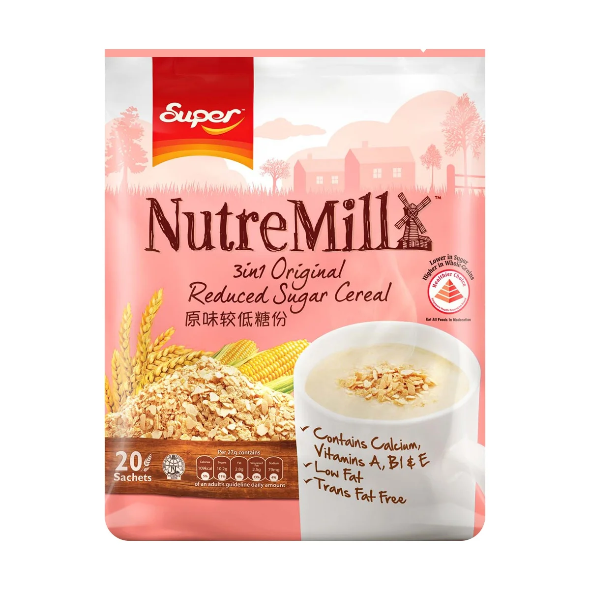 Органические Cereales мгновенного приготовления завтрака мгновенный зерновых напиток NutreMill 3-в-1 пониженным содержанием сахара 20sX20g