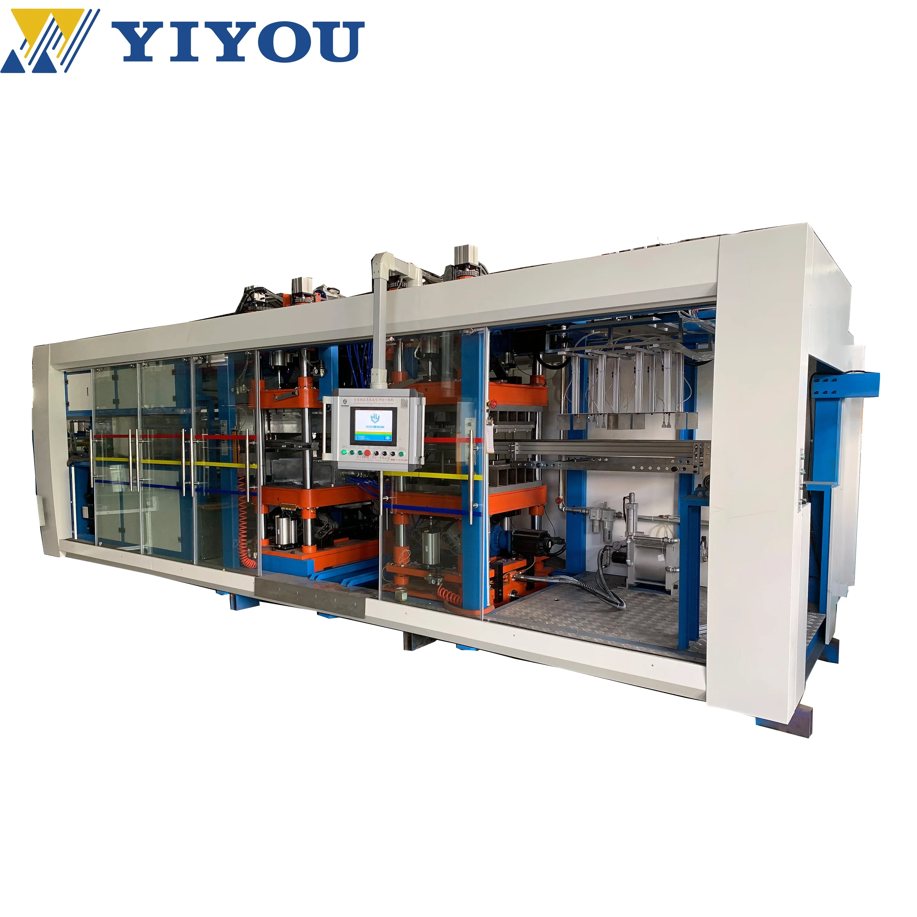 Positive and negative plastic thermo forming machine for plastic plates