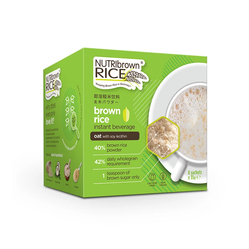 NutriBrownRice Oat with Soy Lecithin Brown Rice Instant Beverage Lightly Sweetened With Natural Brown Sugar