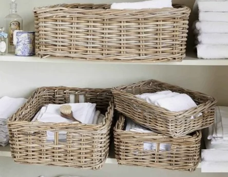 Самый продаваемый набор корзин для хранения и органайзера ванной из натурального ротанга всех форм размеров цветов