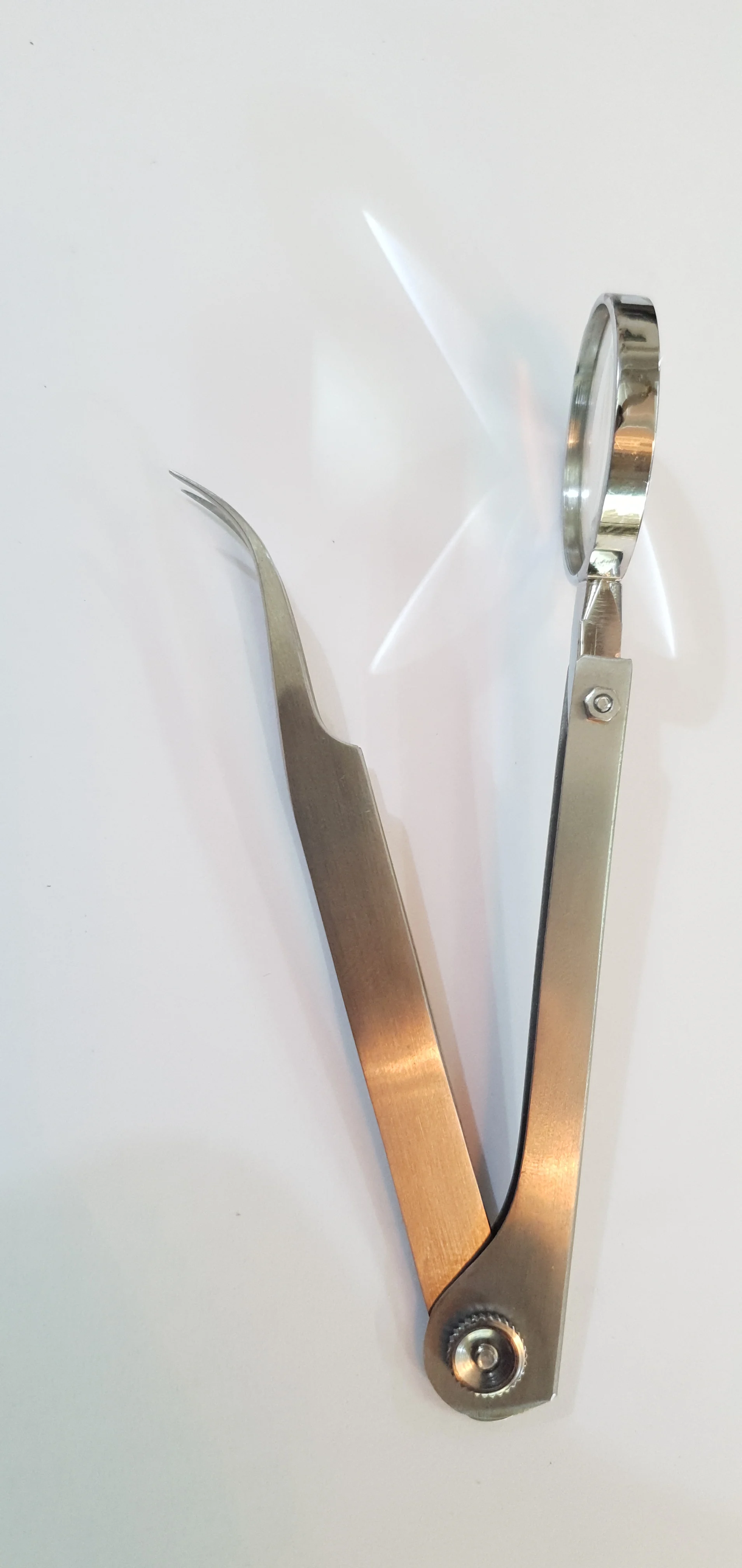 Magnifying Tweezers Splinter Tweezers Forceps with Magnifying Glass 5X Handheld Magnifier Tweezers Portable Repairing Loupe Tool