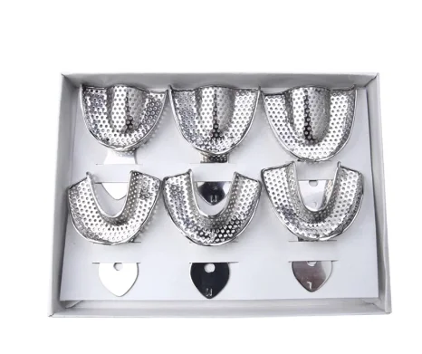
1 Set Dental Lab Equipment Upper Lower Stainless Steel Impression Trays Autoclavable Teeth Tray Teeth Holder Dentist Tools 