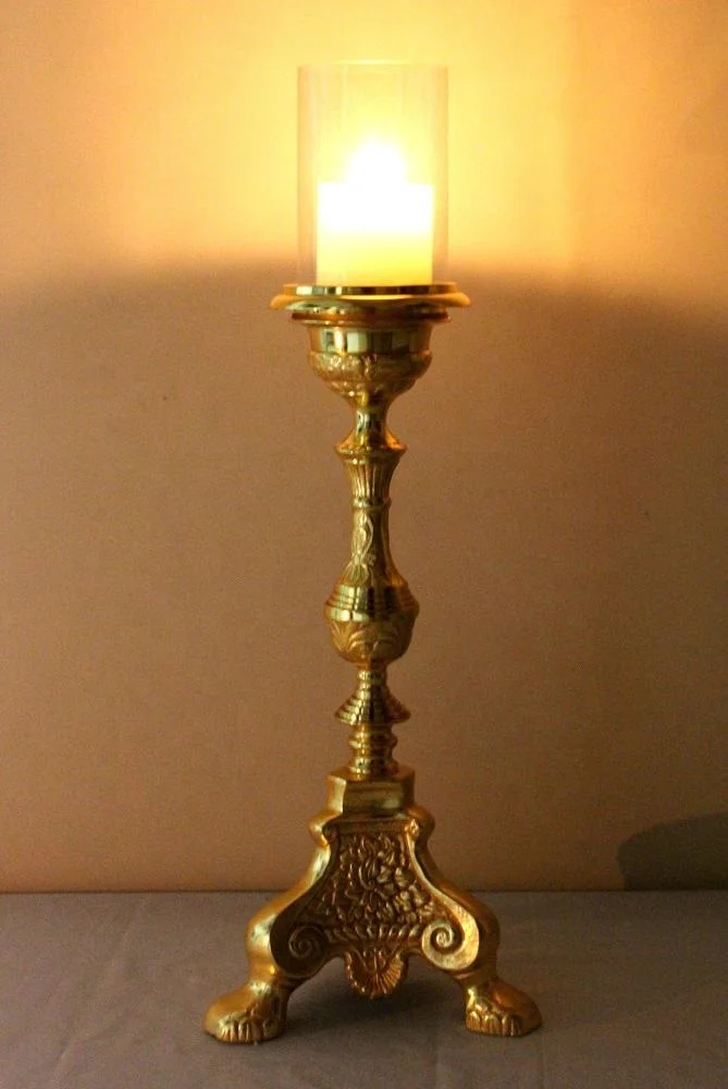 KHAN EXIMPO Gold Royal Design Candle Pillar Stand With Funnel Wholesale