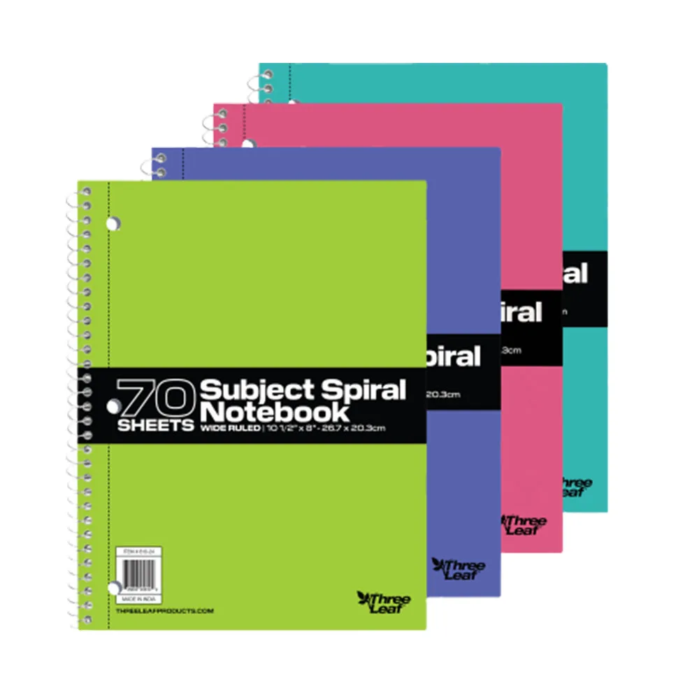 
Three Leaf 70 CT.10.5 X 8 1- Sub Spiral 70 Sheets Wide Ruled Premium Quality NoteBook 