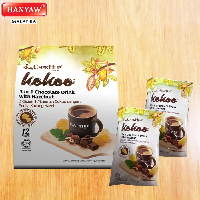 [Malaysia] Fast Shipping + Halal Certified CHEK HUP Kokoo 3 in 1 Chocolate Drink with Hazelnut (40gx12sachetx20packet/Ctn)