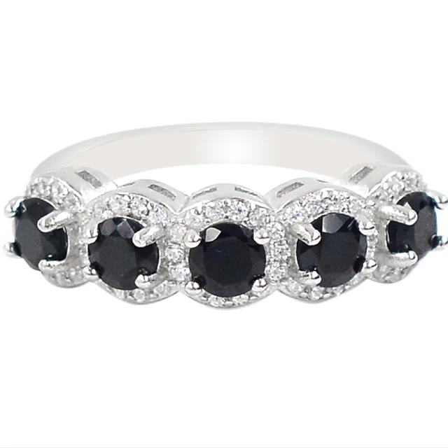 Top Demanding 4 MM Round Natural Black Spinel Gemstone 925 Sterling Silver Designer Ring Wedding Jewelry Wholesaler From India