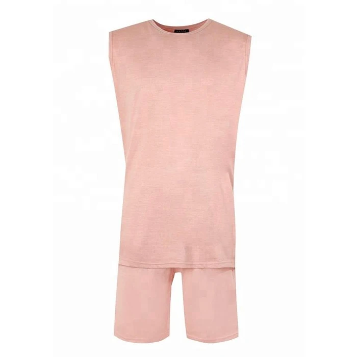 Wholesale custom twin 100% Cotton matching set men plan Crew neck Short sleeves man t-shirt and shorts for men