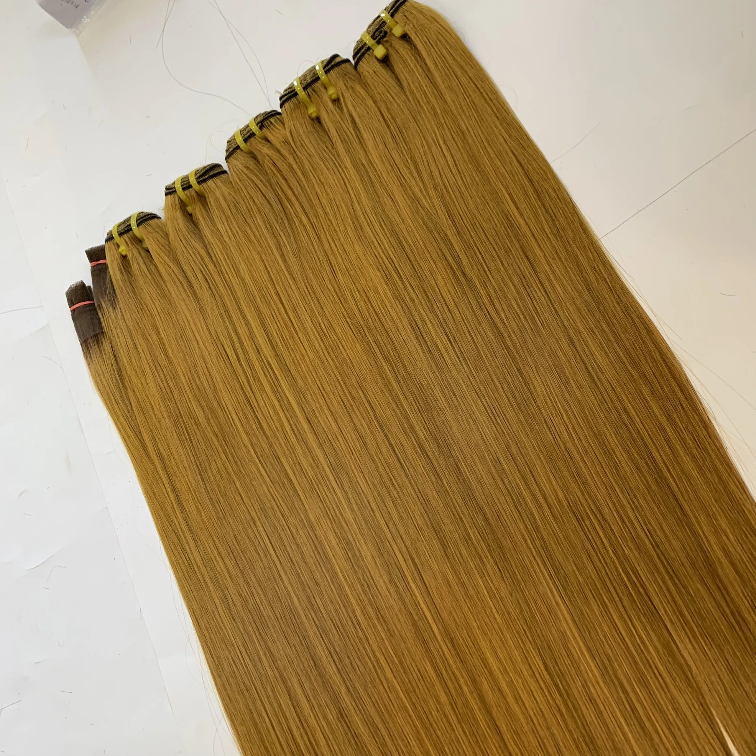 Оптовая продажа, лучшее качество, 100% человеческие волосы Remy, супер двойные прямые волосы класса 10A желтого цвета, 100% вьетнамские человеческие волосы