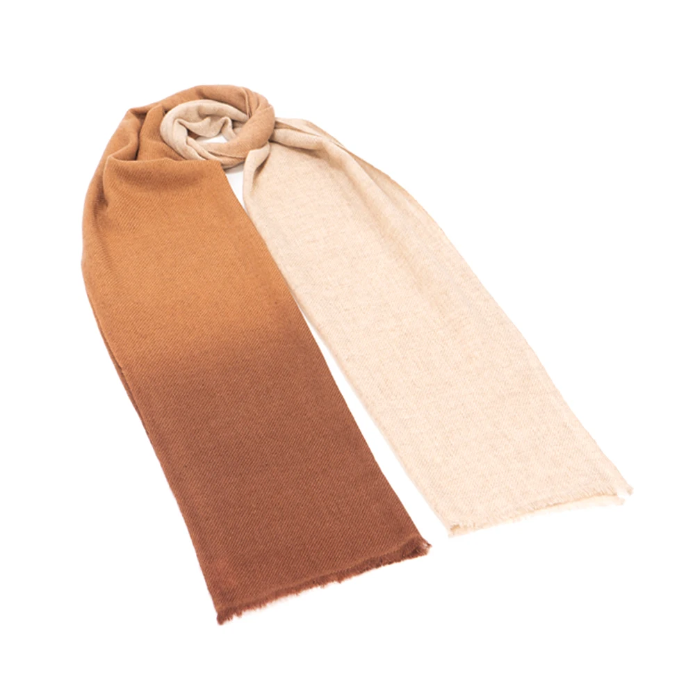 Bulk Supplier Premium Quality Long Solid Dual Color 100% Cashmere Dip Dyed Scarf from Nepal Manufacturer