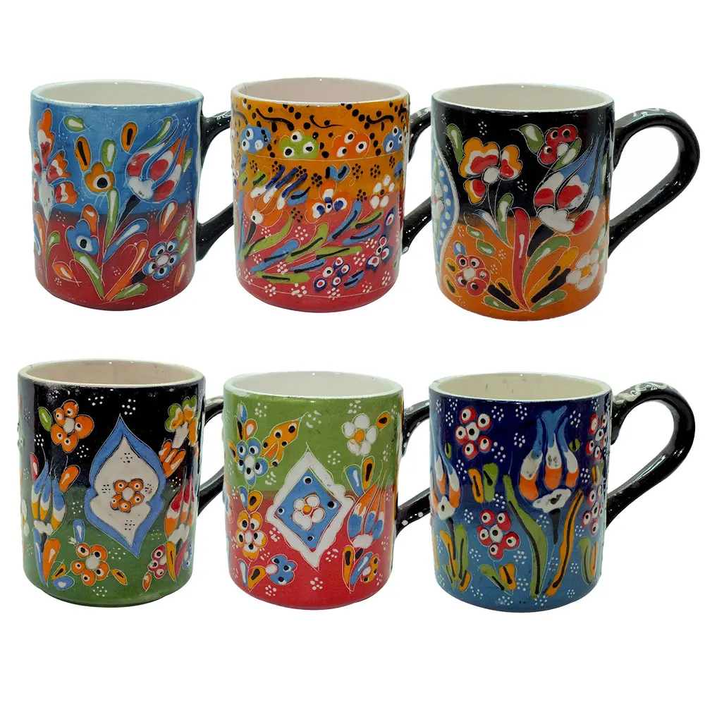 Souvenir Turkish Handmade Traditional Relief Mug - Othantic colors handpainted porcelain mug tile mug souvenir gift