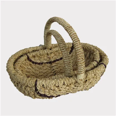 High Quality round Shape Rattan and Bamboo Wicker Basket with Handle for Food Kitchen Use and Gift Handicrafts