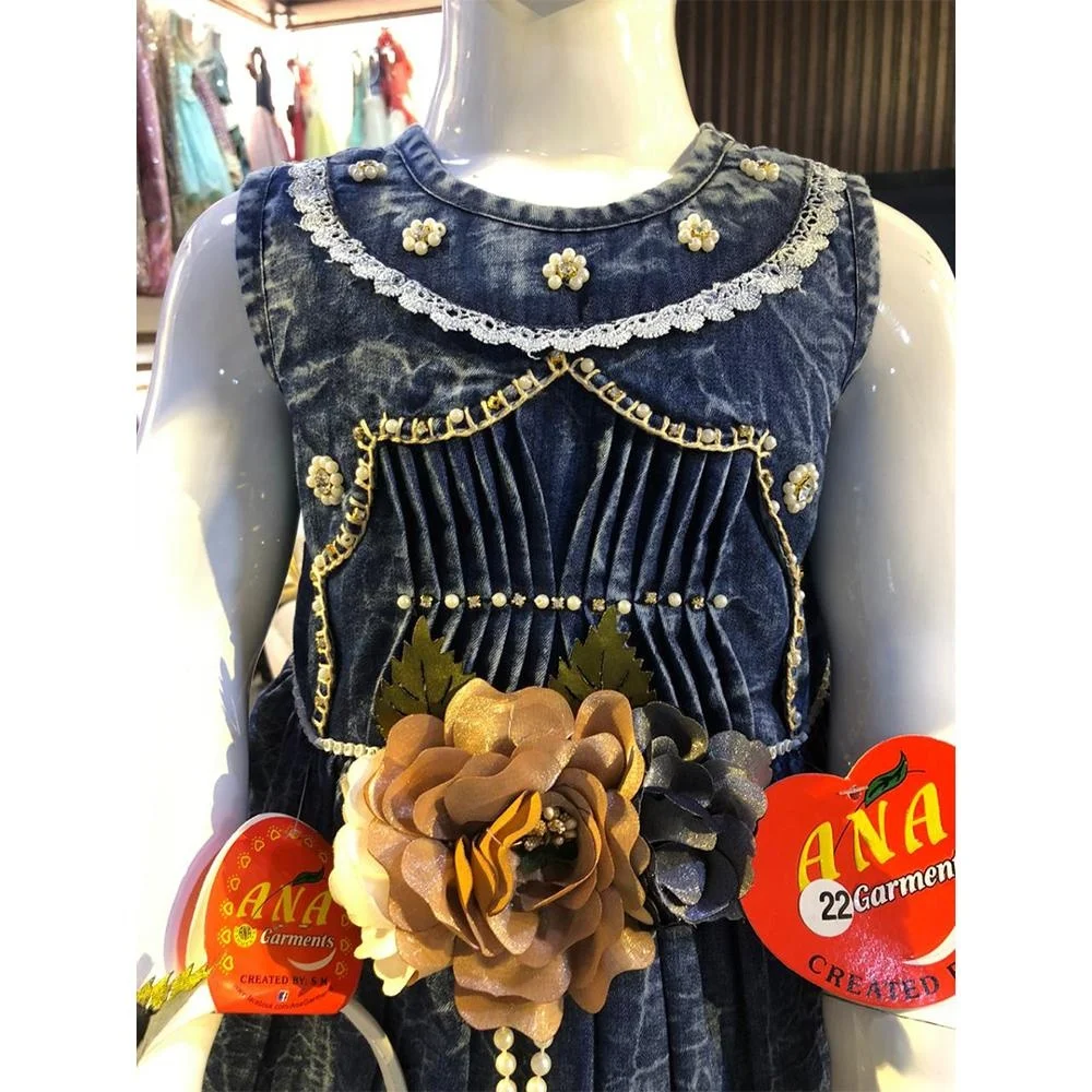 2020 kids tinsel denim frock girl dress baby dresses