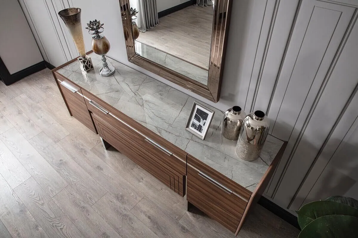 New Modern Foshan Style Dining Room Furniture Set Table Chairs Console Cabinet dinner table (iDER Dolce Dining Room)