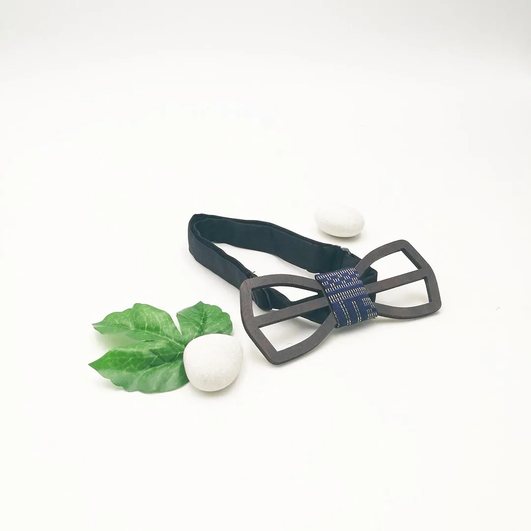  Минималистичный премиум деревянный галстук-бабочка с тканью Songket