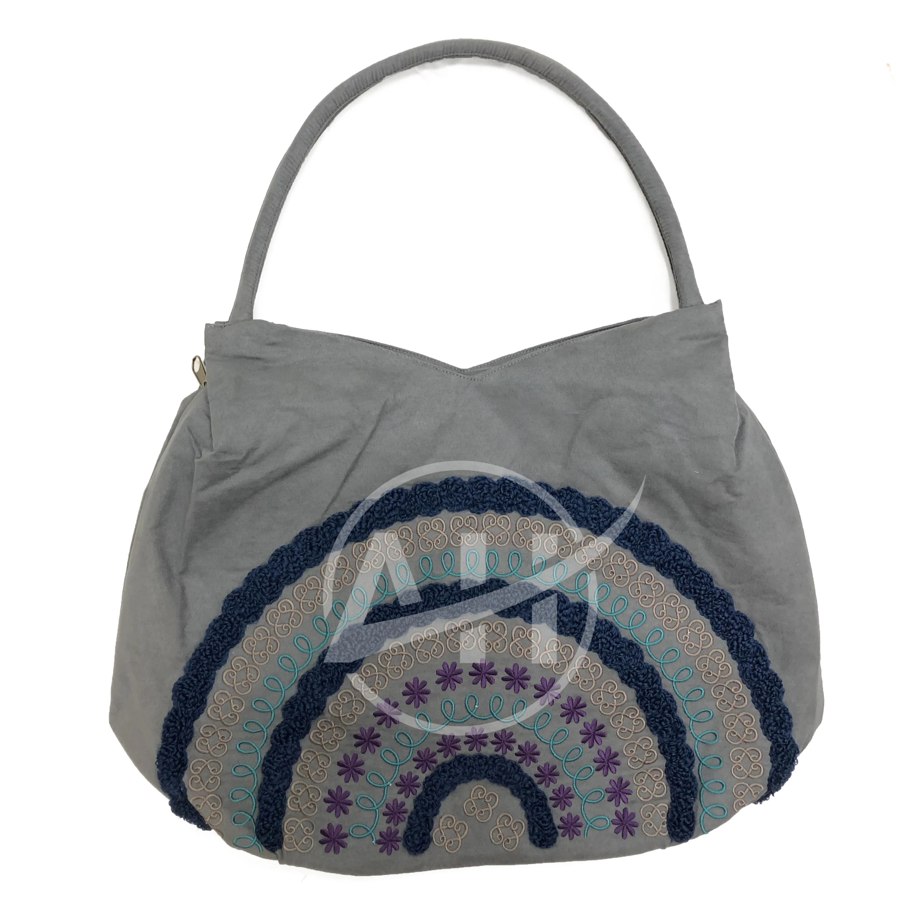 Mandala Embroidery Tangle Patterns Embroidery Suede Shoulder Bag, Handmade bags Chain Stitch Women Bags