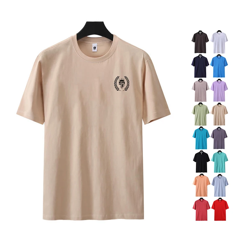 Drop Shoulder 100% Cotton  Custom Print OEM Logo Shirt Plain Blank Men Short Sleeve T Shirt  O Neck Tshirt
