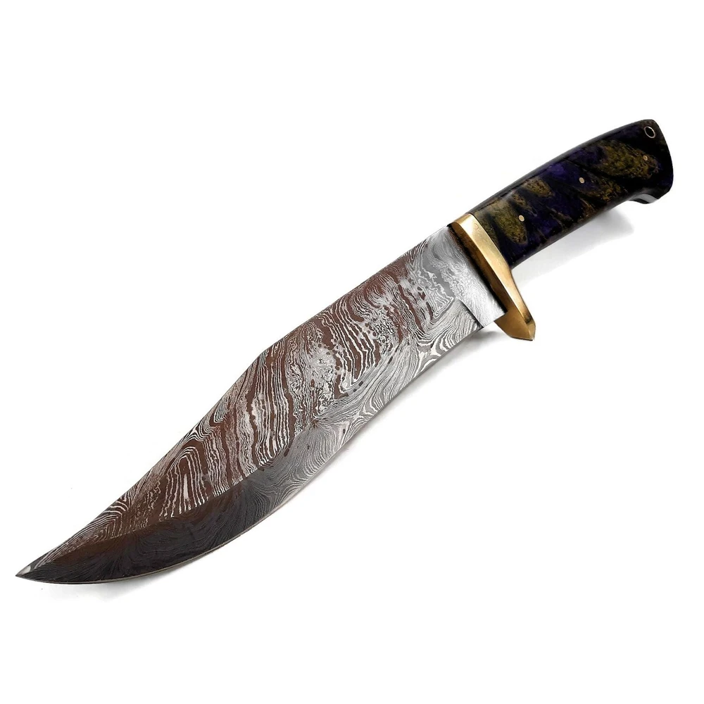 Wholesale Factory Price Custom Handmade Damascus Steel Bowie Knife With Wooden Handle