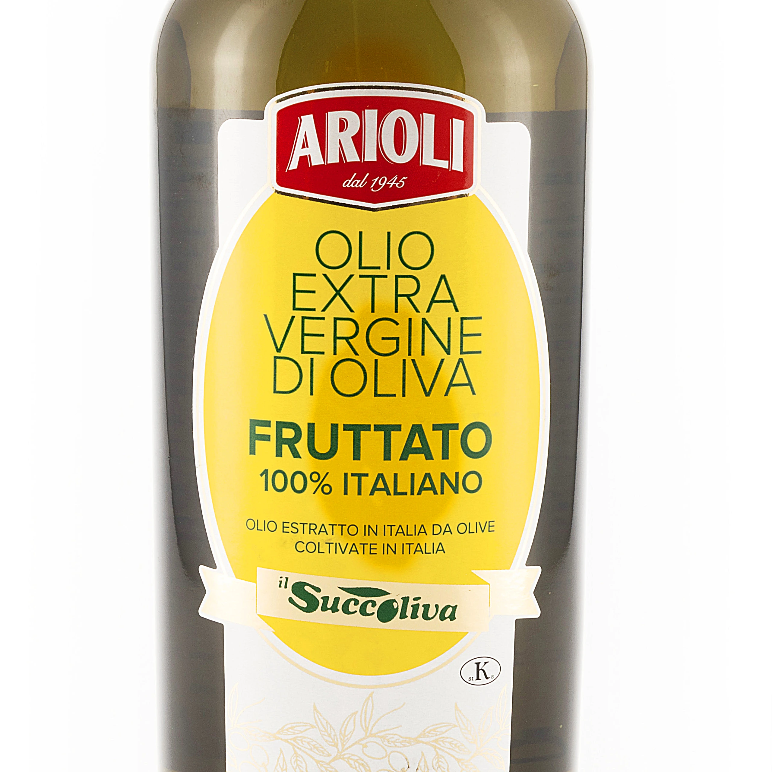 Upper quality grade Italian Fruity Olive Oil Extra Virgin Olive Oil FRUTTATO IL SUCCOLIVA ARIOLI 1Lt. for supermarket shelves